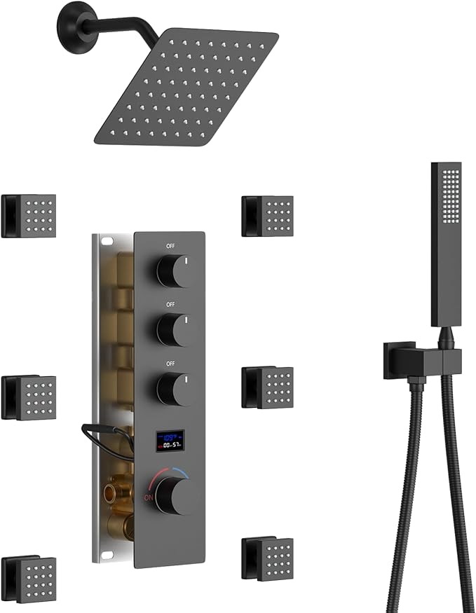 KATAIS Matte Black Tempreature Display Shower System by KATAIS