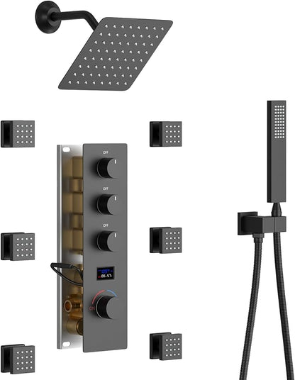 KATAIS Matte Black Tempreature Display Shower System by KATAIS
