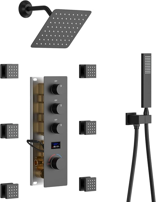 KATAIS Matte Black Tempreature Display Shower System by KATAIS