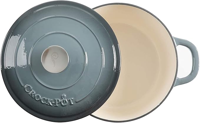 Crock Pot Artisan 5-Quart Round Enameled Cast Iron Dutch Oven – Slate Gray - Image 4