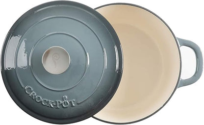 Crock Pot Artisan 5-Quart Round Enameled Cast Iron Dutch Oven – Slate Gray - Image 4