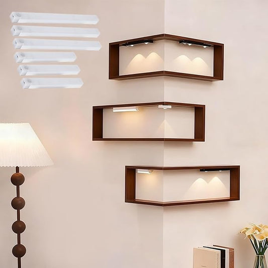 Smart Corner Shelves That Light Up Your Space, Wooden Wall-Mounted Corner Shelf by LJXWRF