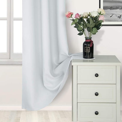 DWCN Greyish White Curtains 63 Inch, Room Darkening Thermal Grommet Window - Image 3