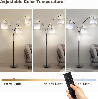 Fansdrick Floor lamp with Remote, 3 Light Arc Floor Lamps - Image 5