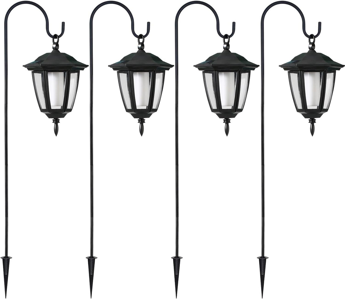 Dynaming 4 Pack Solar Halloween Flame Hanging Lights Outdoor, Flickering Flam...