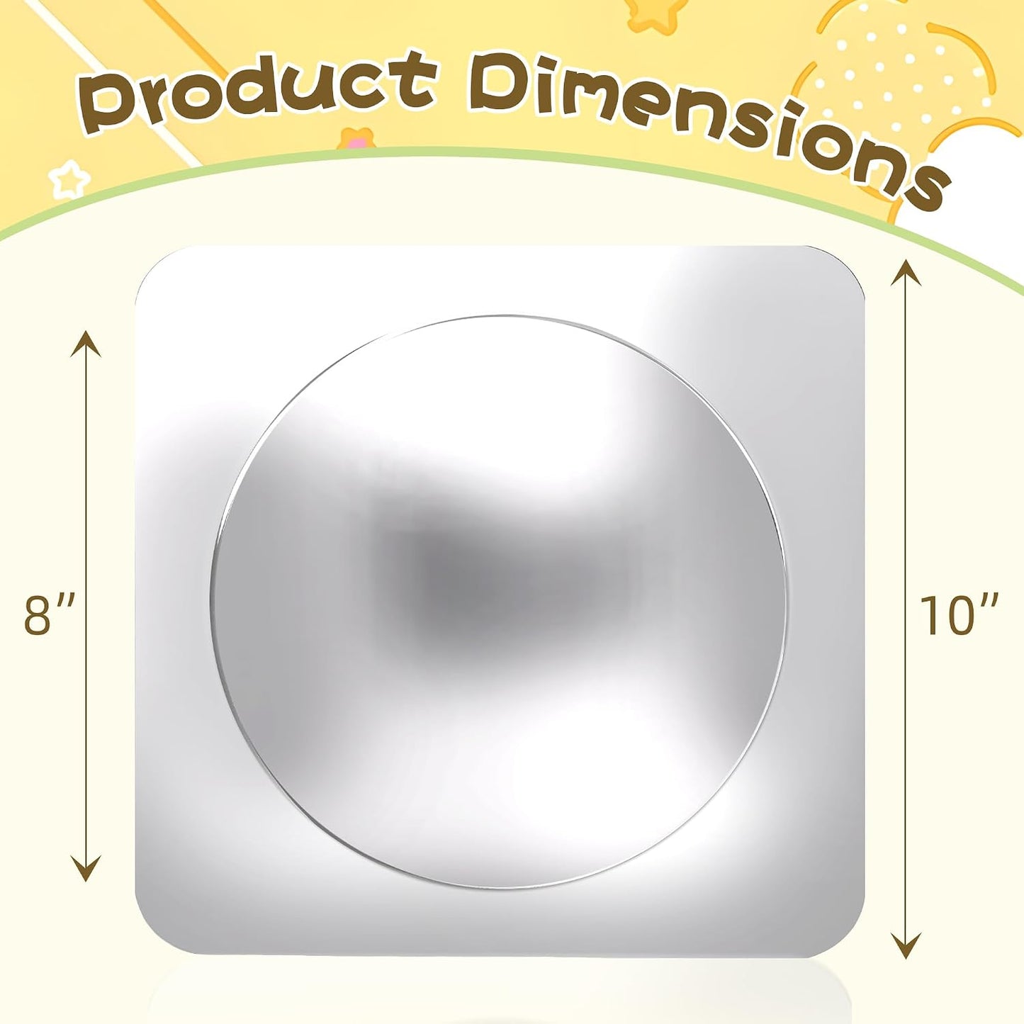 Large Shatterproof 10" Acrylic Wall Mirror with LifetimeWarranty, Bubble Lens Easy-Clean Smudge-Resistant Surface, No-Tool Wall Mount for Nursery Daycare Playroom Montessori Classroom, 4PACK