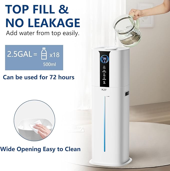 9L Smart Humidifiers for Bedroom Large Room, 2.3Gal Cool Mist Top Fill Diffuser - Image 6