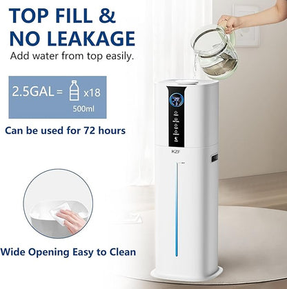 9L Smart Humidifiers for Bedroom Large Room, 2.3Gal Cool Mist Top Fill Diffuser - Image 6