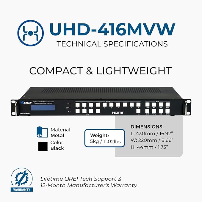 OREI 4K 4x16 HDMI Matrix Video Wall Controller Processor Multiviewer Display - Image 5