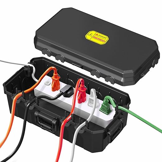 Medium Outdoor Electrical Box, Weatherproof Connection Box w/6 Cable Entry by AISVAN