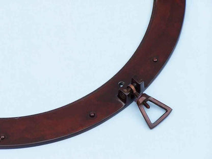 Hampton Nautical Deluxe Class Antique Copper Porthole Mirror, 17"