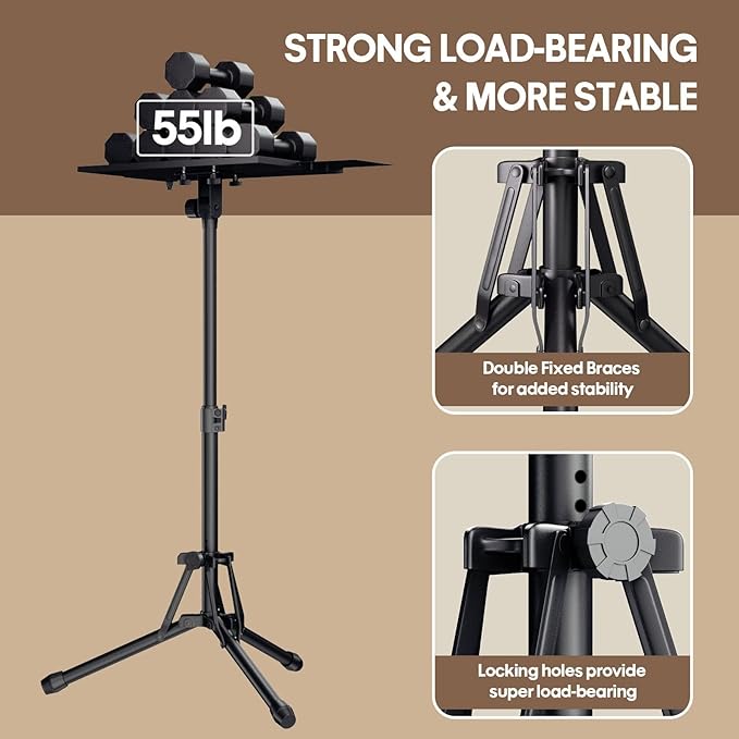 KOOV Projector Stand Adjustable Height 20" to 61", Foldable Projector Tripod - Image 4