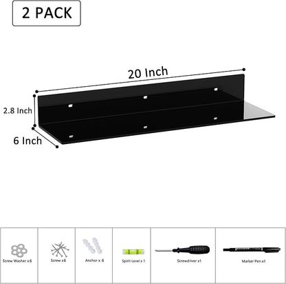 20 Inches Acrylic Wall Shelves 2 Pack, Floating Shelf - Image 3