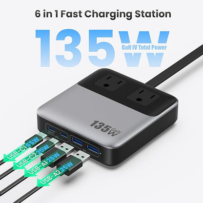 6-in-1 Charging Station USB C Power Strip - Image 5
