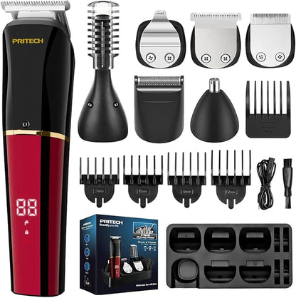 PRITECH Beard Trimmer for Men, 6 in 1 Hair Clippers Kit, Precision Cordless by PRITECH