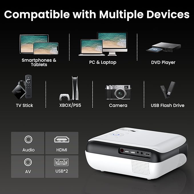 HAPPRUN Native 1080P Bluetooth Mini Projector, Full HD Portable Outdoor Movie - Image 9