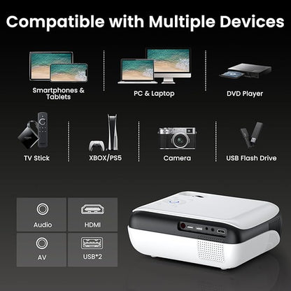 HAPPRUN Native 1080P Bluetooth Mini Projector, Full HD Portable Outdoor Movie - Image 9