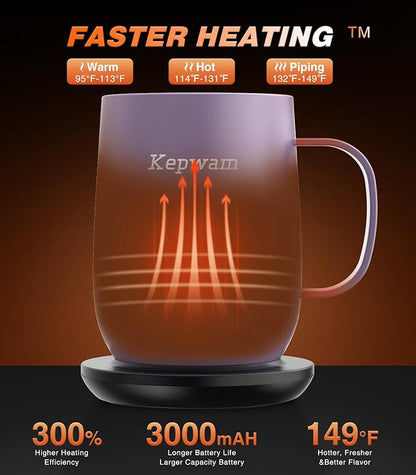 Kepwam Self Heating Coffee Mug T2, 16oz Smart Heated Coffee Mug, 150 Min - Image 2