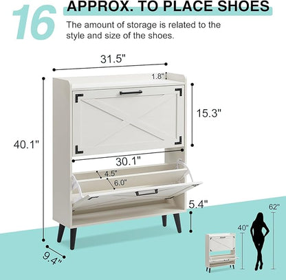 Shoe Storage Cabinet, Farmhouse Shoe Organizer - Image 2