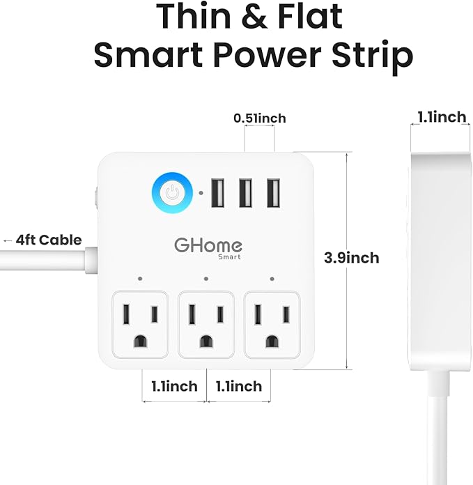 GHome Smart Power Strip Surge Protector 10A, Smart Plug That Works - Image 8