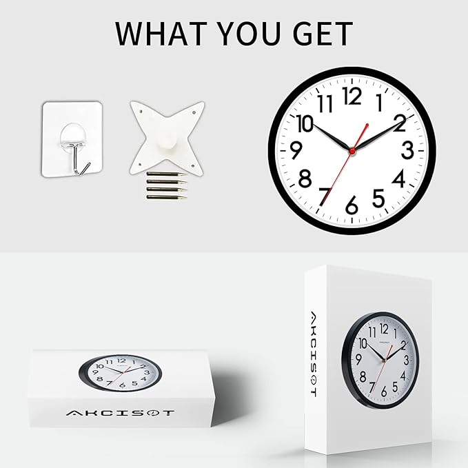 AKCISOT 14 Inch Wall Clock Silent Non-Ticking Modern Wall Clocks Battery - Image 8