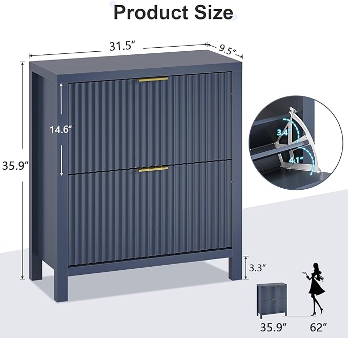 Shoe Cabinet Storage for Entryway, Fluted Shoe Cabinet - Image 2