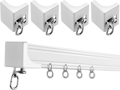 Zonon 4 Pcs Ceiling Curtain Track White End Caps Quiet Drapery Hook Curtain Track End Stop for Window