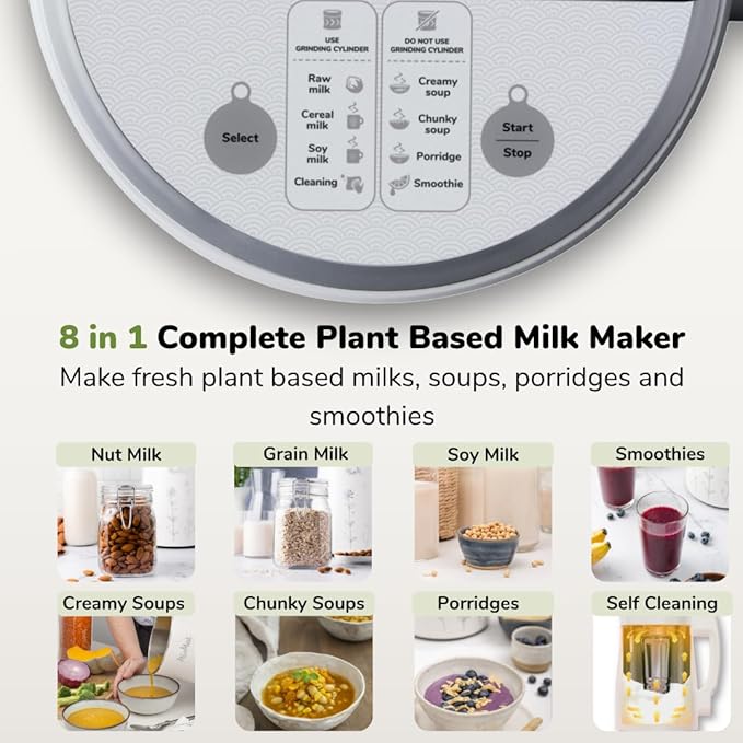 MioMat 8in1 Plant Based Milk Maker | Make 40oz of Natural Almond Milk, Soy Milk - Image 4