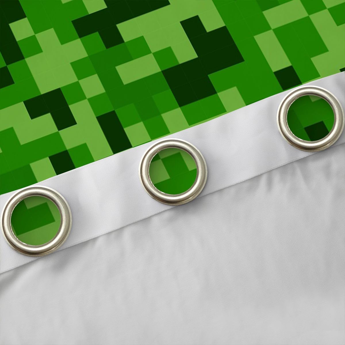 Green Pixelated Miners Curtains for Boys Kid Teens Bedroom Decor,Video Games Window Curtain,Cartoon Gamepad Blackout Window Treatment Curtain Modern Geometric Check Window Drapes,2 Panels,42Wx90L