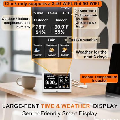 2025 Digital Clock with Weather Forecast & Temperature/Humidity Large Display - Image 2
