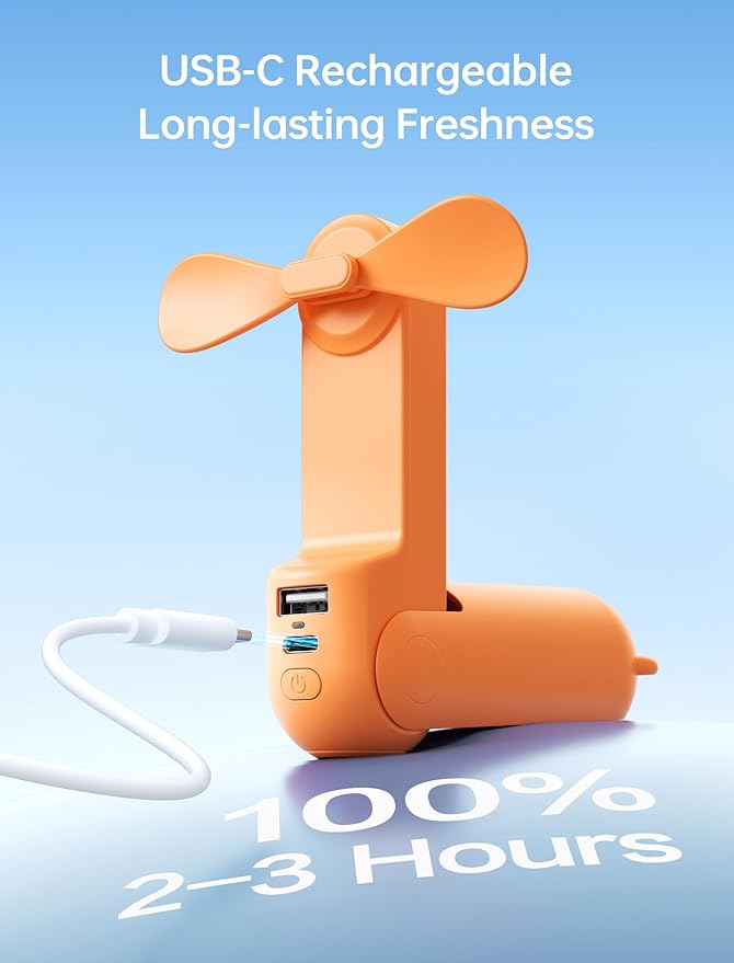 JISULIFE Handheld Mini Fan, 3 IN 1 USB Rechargeable Portable Fan - Image 8