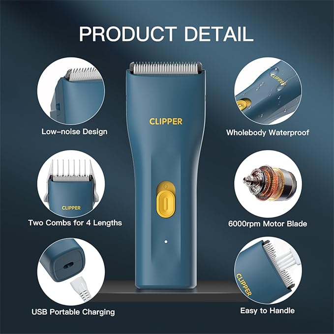 Prowerful Home Professional Dog Grooming Kit Clipper Low Noise USB Rechargeable - Image 2