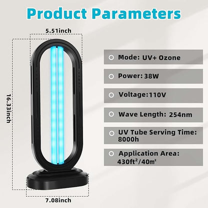 UV Light Sanitizer, UVC Home Disinfection Device 4-Speed Timing and Remote - Image 4