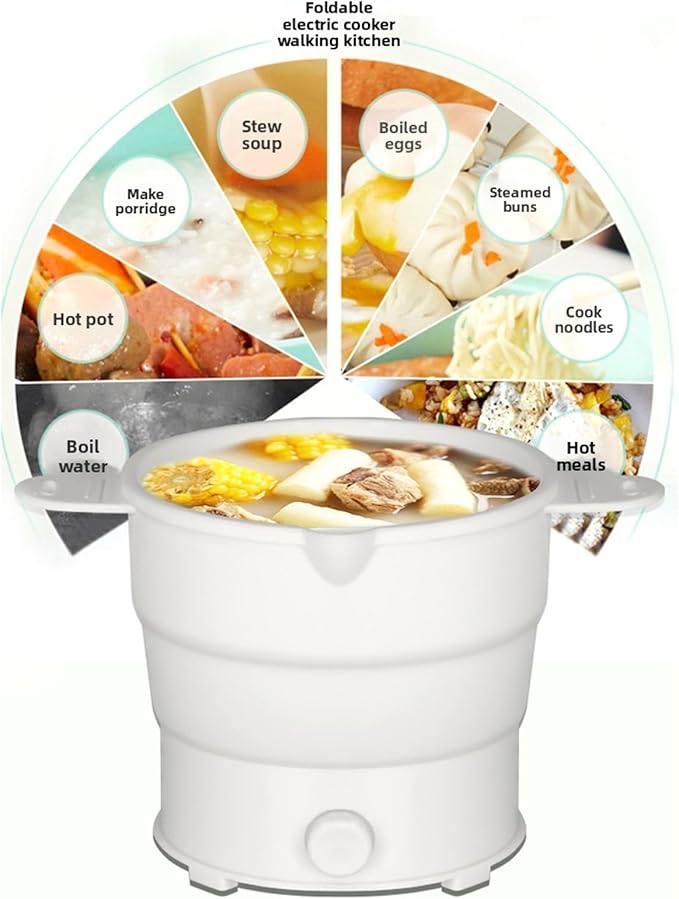 Asixxsix Foldable Electric Cooker, 800W 1.2L Mini Portable Travel Hot Pot - Image 6