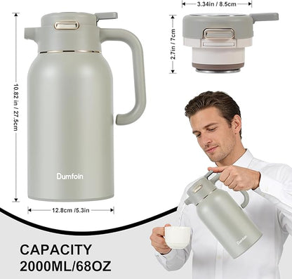 68 Oz Thermal Coffee Carafe, Stainless Steel Insulated Vacuum Coffee Carafes - Image 3
