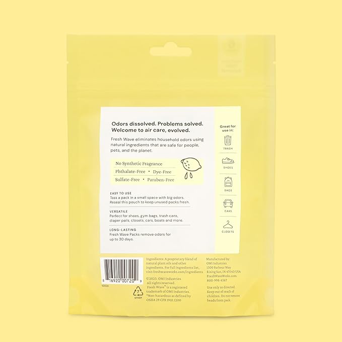 Fresh Wave Lemon Odor Eliminating & Deodorizing Packs | Bag of 6 | Safer Odor - Image 7