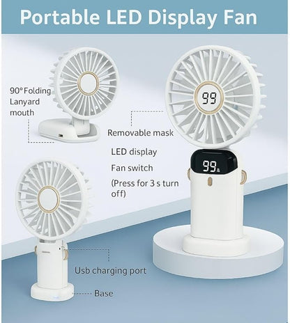 AMPMG LED Digital Display Rechargeable Fan – Portable Handheld & Desk Fan - Image 5