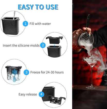 TINANA Clear Ice Ball Maker, 2.5” Crystal Clear Ice Cube Tray Make 2 Large - Image 5