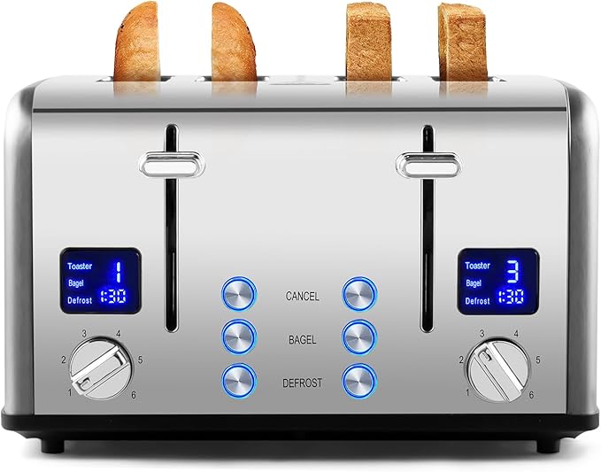 Stainless Steel Toaster, CUSIMAX 4 Slice Toaster by CUSIMAX