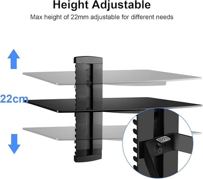 suptek Glass Floating Shelf, 1 Tier Media Shelf - Image 5