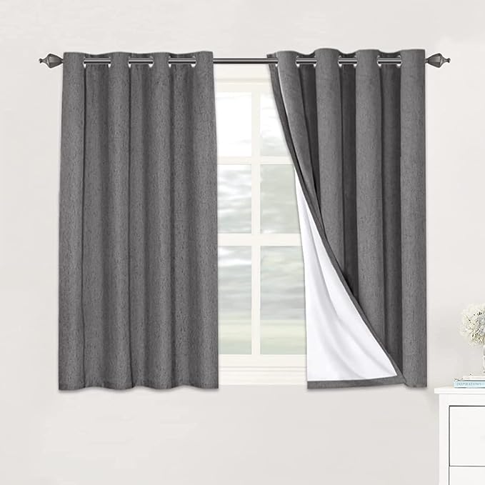 H.VERSAILTEX Linen Blackout Curtains 45 Inches Long 100% Absolutely Blackout by HVERSAILTEX