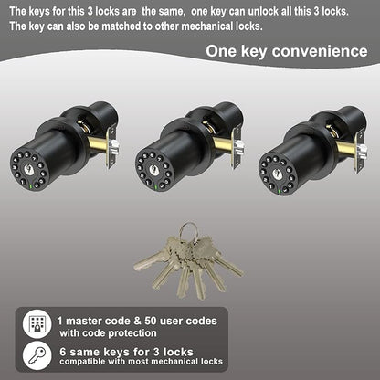 iulock IU-20 Code Door Lock, Electronic Door Knob - Image 3