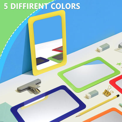 15 Pcs Small Mirrors for Kids 6 x 4 Inch Unbreakable Shatterproof Mirror for Crafts Square Round Corners Double Sided Preschool Facial Expression Classroom Mirror DIY Crafts (5 Bright Colors)