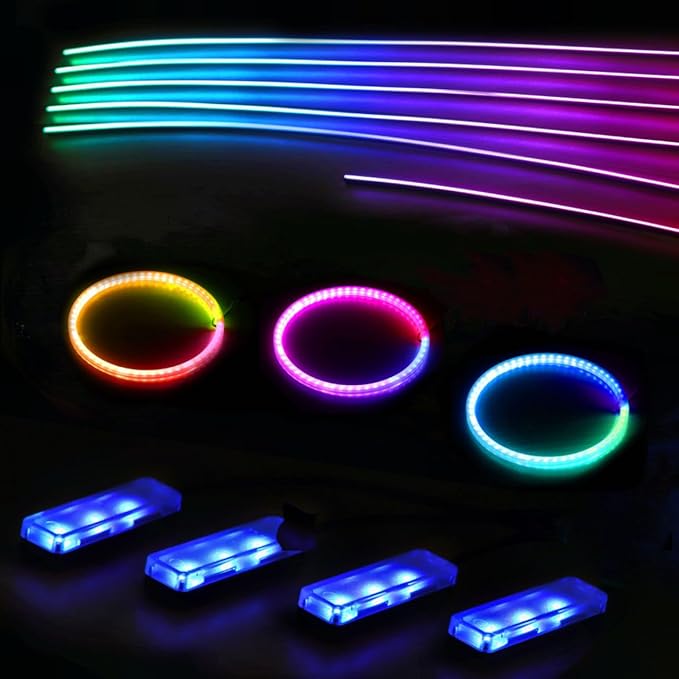 Acrylic Interior Car LED Strip Lights, Colorful 6-in-1 Car Ambient Lighting Kit - Image 8
