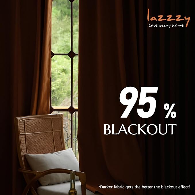 Lazzzy Burnt Orange Velvet Extra Long Curtains 108 Inches Long Blackout Thermal - Image 5
