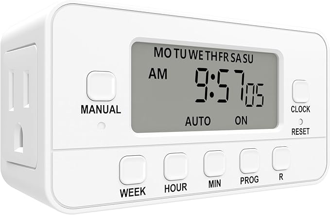 STANLEY 2 Grounded Outlet Digital Weekly Timer Security Mode 8 On/Off Program by STANLEY