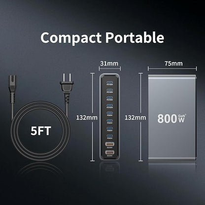 800W GaN3 10-Port USB-C Charging Station - Image 4
