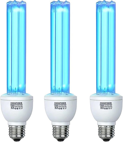 3 Pack 25 Watts UVC Light Bulb Ozone Free, Replacement UV Light Bulb by COOSPIDERUV