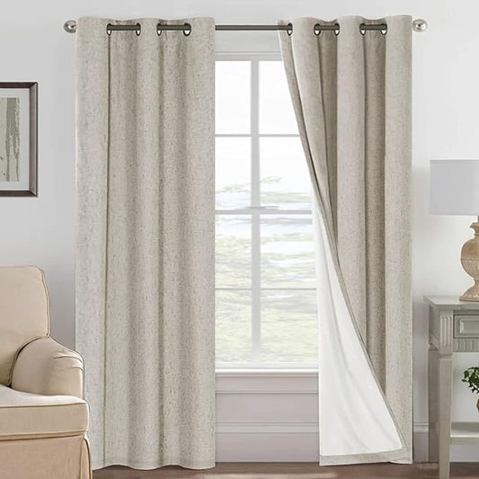 H.VERSAILTEX Primitive Linen Curtains 100% Blackout Curtain Drapes Burlap by HVERSAILTEX
