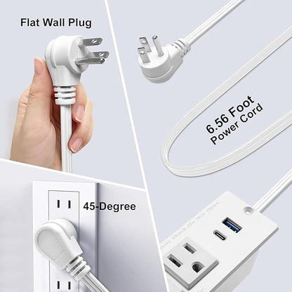 4 LEAF USB C Recessed Power Strip Fast Charge Desktop Power Station 2 Outlets 2 - Image 4